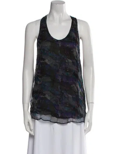 Pre-owned Iro Printed Scoop Neck Top W/ Tags In Gray
