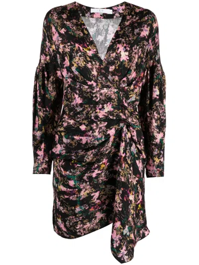 Iro Printed Silk-blend Dress In Black