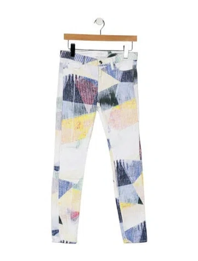 Pre-owned Iro Printed Skinny Leg Pants In White
