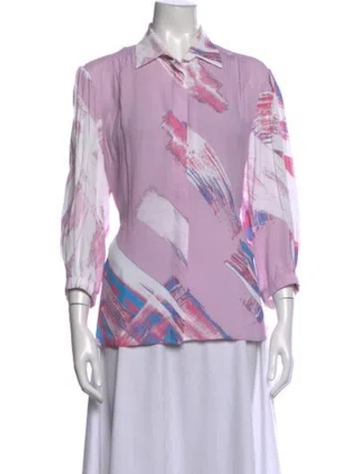 Pre-owned Iro Printed Three-quarter Sleeve Blouse In Purple