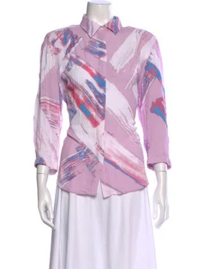 Pre-owned Iro Printed Three-quarter Sleeve Button-up Top In Pink