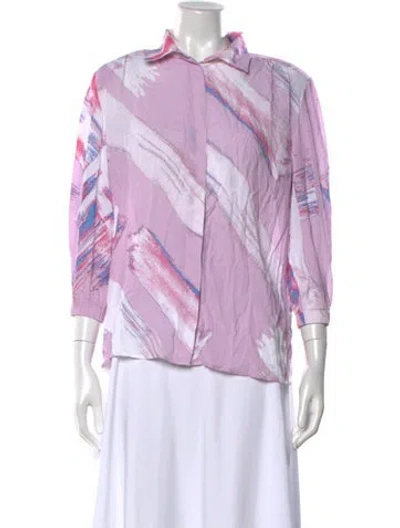 Pre-owned Iro Printed Three-quarter Sleeve Top In Purple