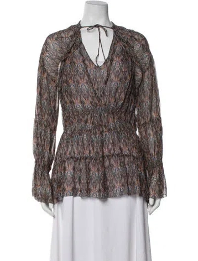 Pre-owned Iro Printed Tie Neck Blouse In Multi