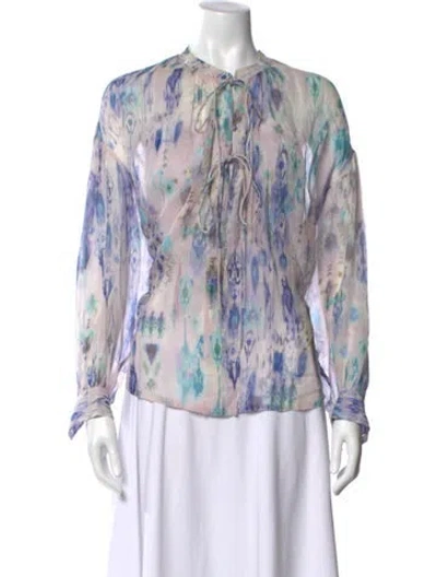 Pre-owned Iro Printed Tie Neck Blouse In Purple