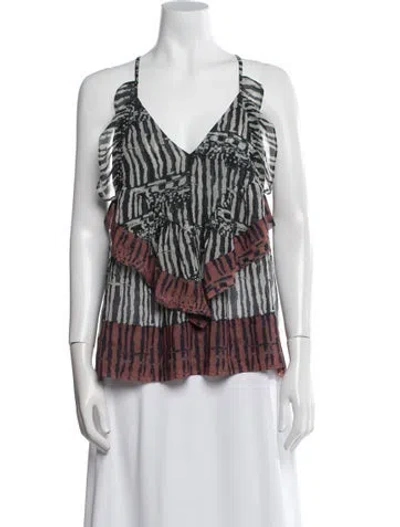 Pre-owned Iro Printed V-neck Blouse In Black