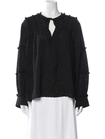 Pre-owned Iro Printed V-neck Blouse In Black