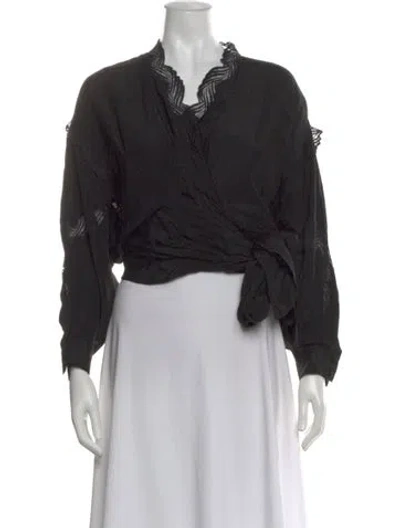 Pre-owned Iro Printed V-neck Blouse In Black