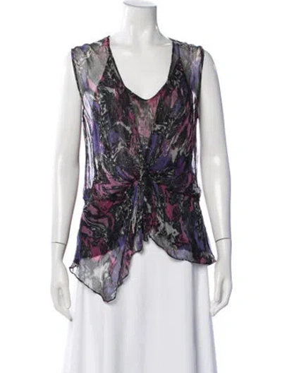 Pre-owned Iro Printed V-neck Blouse In Black
