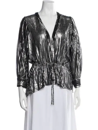 Pre-owned Iro Printed V-neck Blouse In Blue