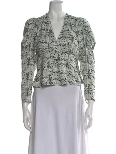 Pre-owned Iro Printed V-neck Blouse In Blue
