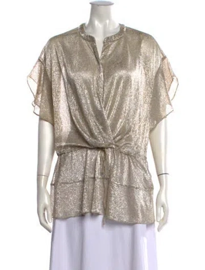 Pre-owned Iro Printed V-neck Blouse In Metallic/neutrals