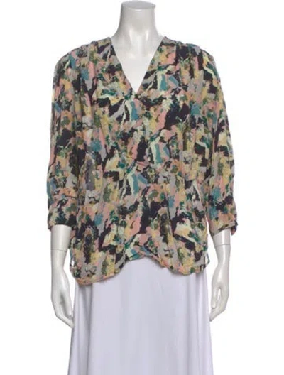 Pre-owned Iro Printed V-neck Blouse In Multi
