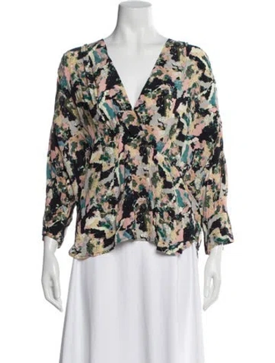 Pre-owned Iro Printed V-neck Blouse In Multi