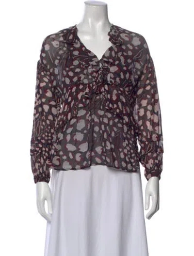 Pre-owned Iro Printed V-neck Blouse In Multi