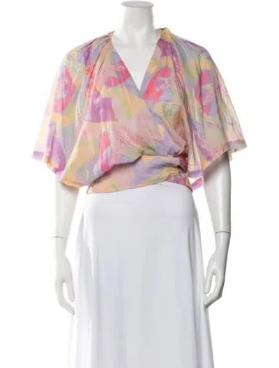 Pre-owned Iro Printed V-neck Blouse In Multi