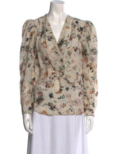 Pre-owned Iro Printed V-neck Blouse In Neutral