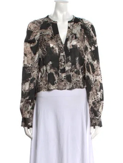 Pre-owned Iro Printed V-neck Blouse In Neutrals