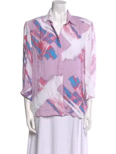 Pre-owned Iro Printed V-neck Blouse In Pink