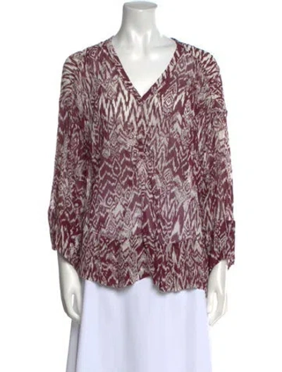 Pre-owned Iro Printed V-neck Blouse In Purple