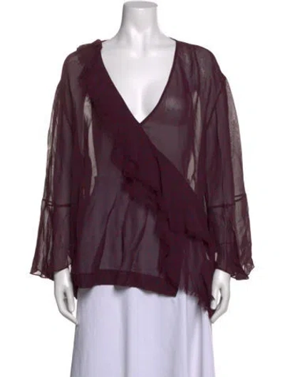 Pre-owned Iro Printed V-neck Blouse In Red
