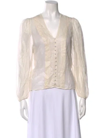 Pre-owned Iro Printed V-neck Blouse W/ Tags