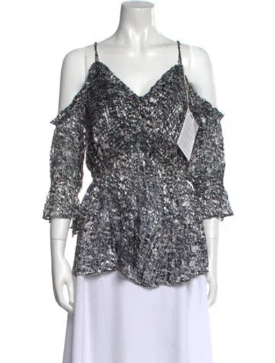 Pre-owned Iro Printed V-neck Blouse W/ Tags In Multi