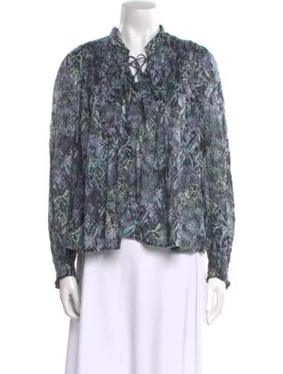 Pre-owned Iro Printed V-neck Blouse W/ Tags In Purple