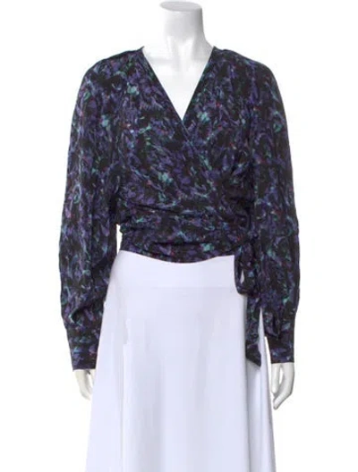 Pre-owned Iro Printed V-neck Blouse W/ Tags In Purple