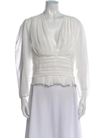 Pre-owned Iro Printed V-neck Blouse In White