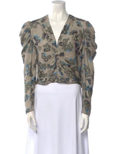 Pre-owned Iro Printed V-neck Crop Top In Multi