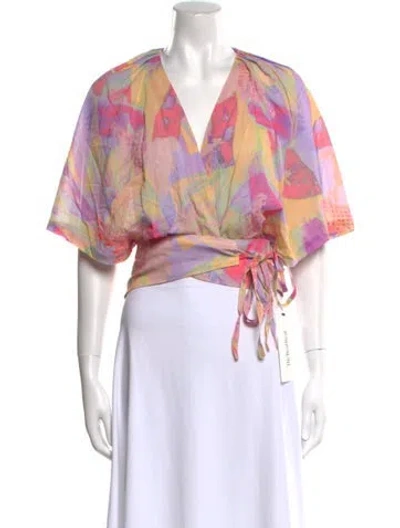 Pre-owned Iro Printed V-neck Crop Top In Pink