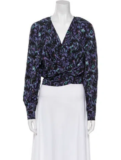 Pre-owned Iro Printed V-neck Crop Top W/ Tags In Purple