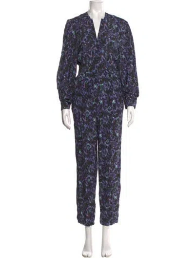 Pre-owned Iro Printed V-neck Jumpsuit In Black