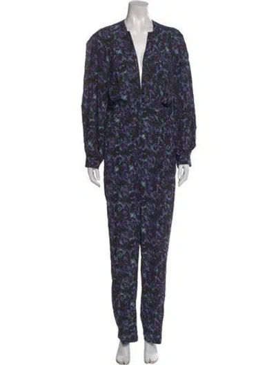 Pre-owned Iro Printed V-neck Jumpsuit In Black
