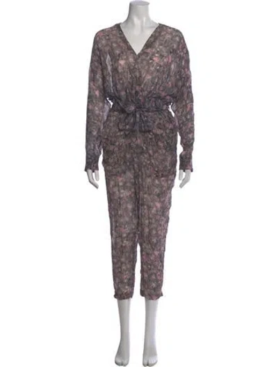 Pre-owned Iro Printed V-neck Jumpsuit In Pink