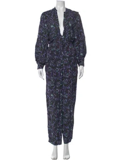 Pre-owned Iro Printed V-neck Jumpsuit In Purple