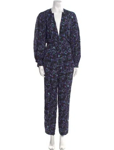 Pre-owned Iro Printed V-neck Jumpsuit W/ Tags In Purple