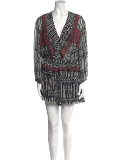 Pre-owned Iro Printed V-neck Romper In Neutral