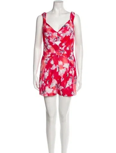 Pre-owned Iro Printed V-neck Romper In Pink
