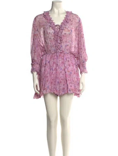 Pre-owned Iro Printed V-neck Romper In Pink