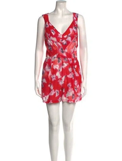 Pre-owned Iro Printed V-neck Romper In Red