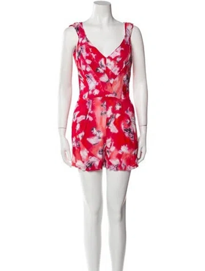 Pre-owned Iro Printed V-neck Romper In Red