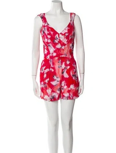 Pre-owned Iro Printed V-neck Romper In Red
