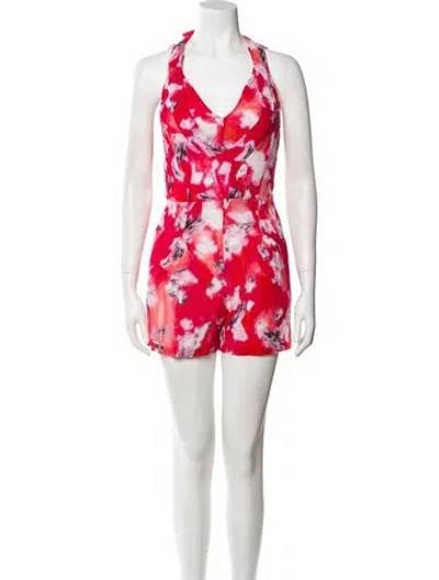 Pre-owned Iro Printed V-neck Romper In Red