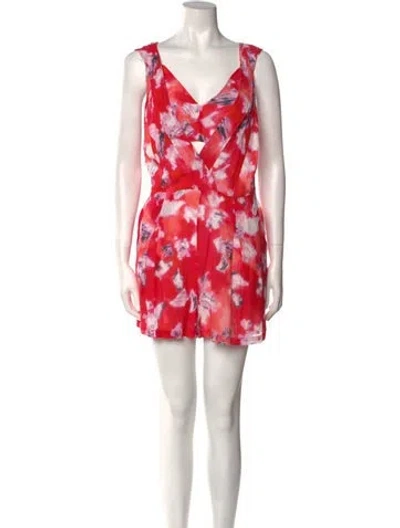 Pre-owned Iro Printed V-neck Romper In Red