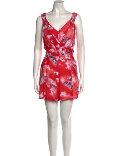 Pre-owned Iro Printed V-neck Romper In Red