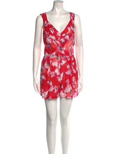Pre-owned Iro Printed V-neck Romper In Red