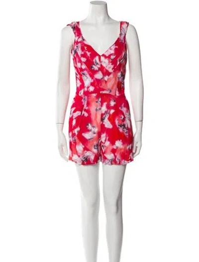 Pre-owned Iro Printed V-neck Romper In Red