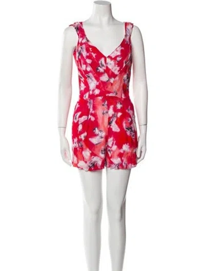 Pre-owned Iro Printed V-neck Romper In Red