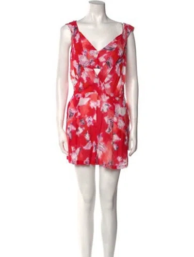 Pre-owned Iro Printed V-neck Romper In Red